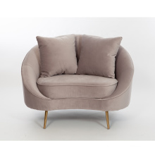 High quality Wholesale Home Furniture Grey Velvet One Seat Sofa with Gold stainless steel legs Accent Chair